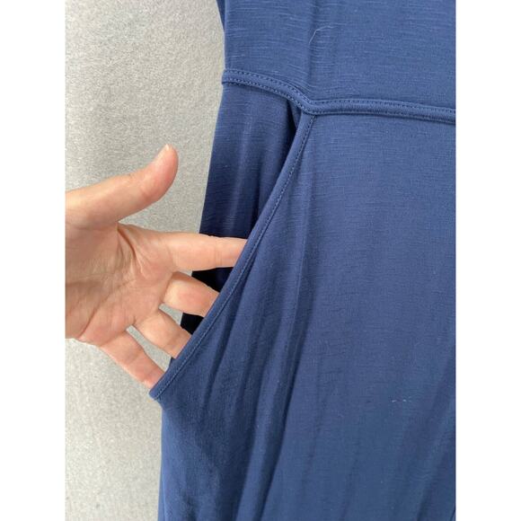 J Jill Dress Womens Small Blue Maxi Tank Keyhole Button Back Sun Dress Stretch - Picture 4 of 13